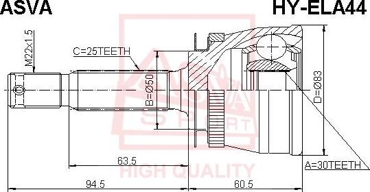 ASVA HY-ELA44 - Kit giunti, Semiasse autozon.pro