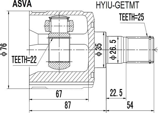 ASVA HYIU-GETMT - Kit giunti, Semiasse autozon.pro