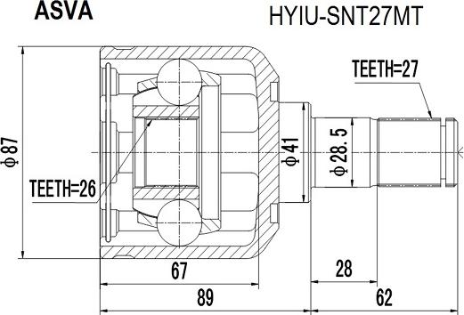 ASVA HYIU-SNT27MT - Kit giunti, Semiasse autozon.pro