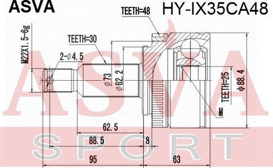 ASVA HY-IX35CA48 - Kit giunti, Semiasse autozon.pro