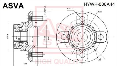 ASVA HYWH-006A44 - Mozzo ruota autozon.pro