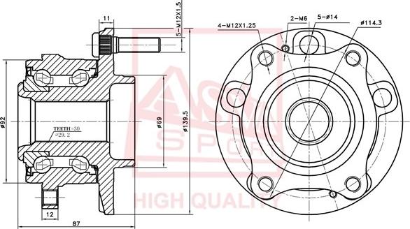 ASVA HYWH-X55F - Mozzo ruota autozon.pro