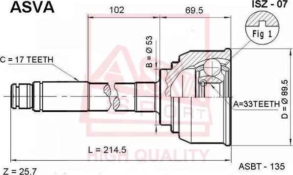 ASVA ISZ-07 - Kit giunti, Semiasse autozon.pro