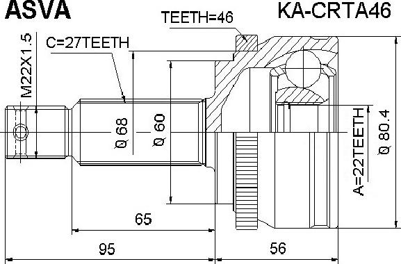 ASVA KA-CRTA46 - Kit giunti, Semiasse autozon.pro