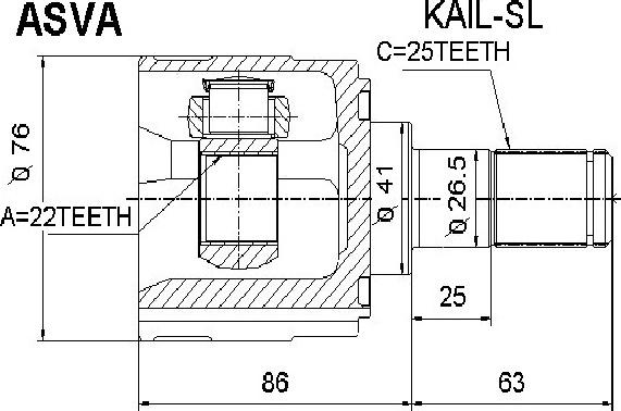 ASVA KAIL-SL - Kit giunti, Semiasse autozon.pro