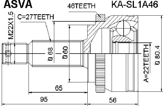 ASVA KA-SL1A46 - Kit giunti, Semiasse autozon.pro