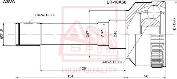 ASVA LR-10A60 - Kit giunti, Semiasse autozon.pro