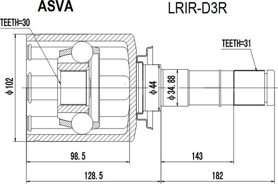 ASVA LRIR-D3R - Kit giunti, Semiasse autozon.pro