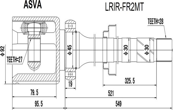 ASVA LRIR-FR2MT - Kit giunti, Semiasse autozon.pro