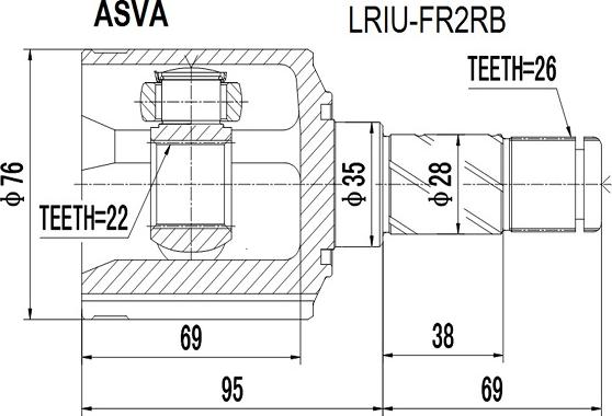 ASVA LRIU-FR2RB - Kit giunti, Semiasse autozon.pro