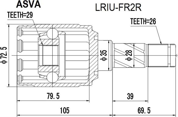 ASVA LRIU-FR2R - Kit giunti, Semiasse autozon.pro