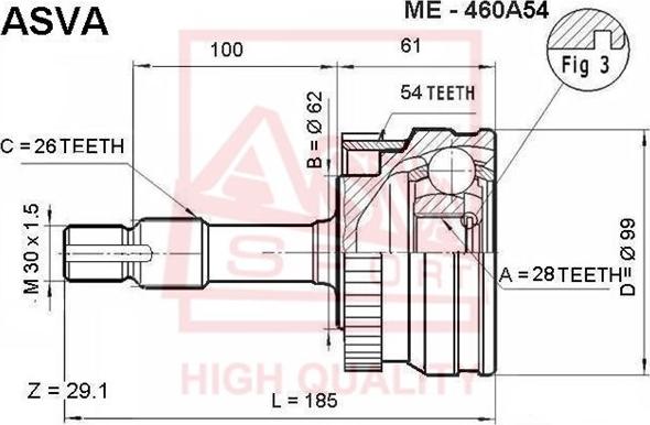 ASVA ME-460A54 - Kit giunti, Semiasse autozon.pro