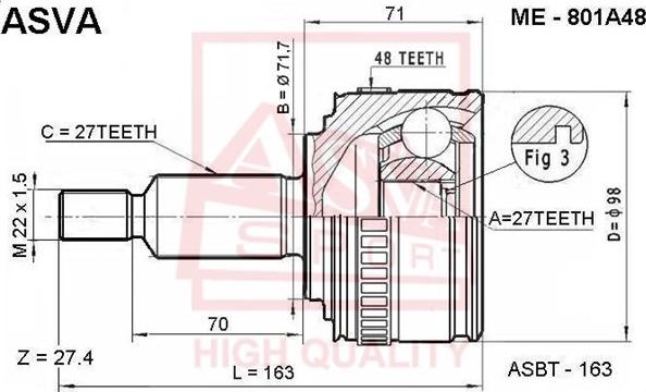 ASVA ME-801A48 - Kit giunti, Semiasse autozon.pro