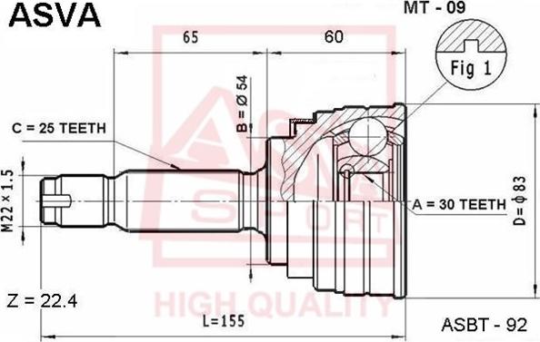 ASVA MT-09 - Kit giunti, Semiasse autozon.pro