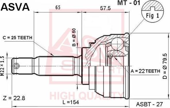 ASVA MT-01 - Kit giunti, Semiasse autozon.pro