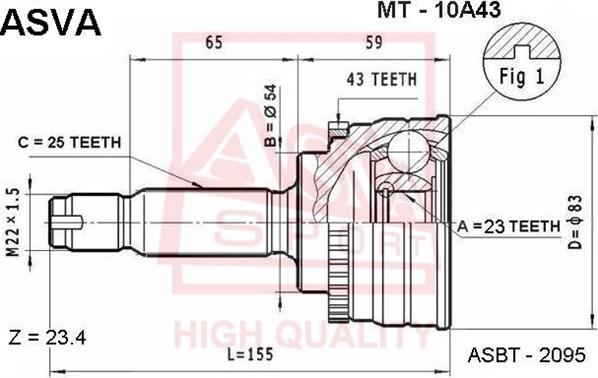 ASVA MT-10A43 - Kit giunti, Semiasse autozon.pro