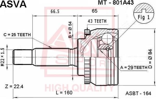 ASVA MT-801A43 - Kit giunti, Semiasse autozon.pro