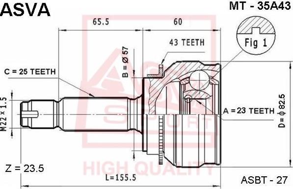 ASVA MT-35A43 - Kit giunti, Semiasse autozon.pro