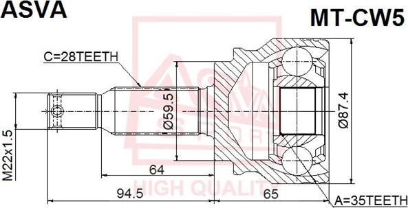 ASVA MT-CW5 - Kit giunti, Semiasse autozon.pro