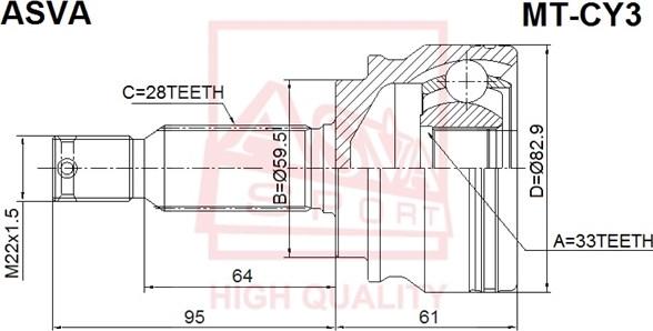 ASVA MT-CY3 - Kit giunti, Semiasse autozon.pro