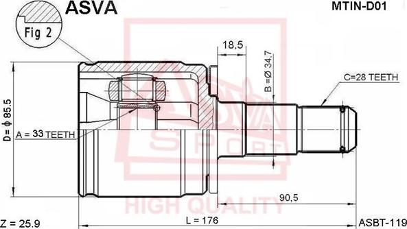 ASVA MTIN-D01 - Kit giunti, Semiasse autozon.pro