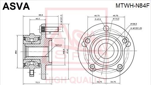 ASVA MTWH-N84F - Mozzo ruota autozon.pro