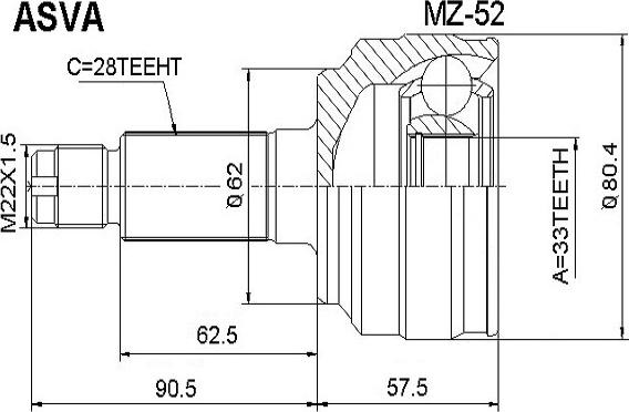 ASVA MZ-52 - Kit giunti, Semiasse autozon.pro