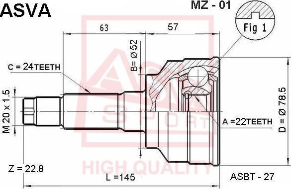 ASVA MZ-01 - Kit giunti, Semiasse autozon.pro