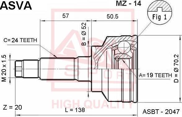 ASVA MZ-14 - Kit giunti, Semiasse autozon.pro