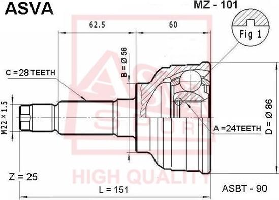 ASVA MZ-101 - Kit giunti, Semiasse autozon.pro