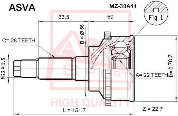 ASVA MZ-38A44 - Kit giunti, Semiasse autozon.pro