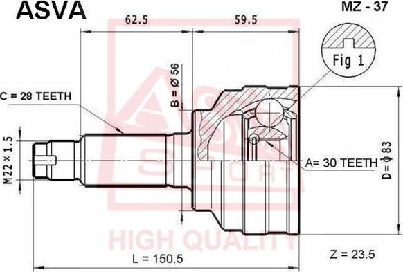 ASVA MZ-37 - Kit giunti, Semiasse autozon.pro