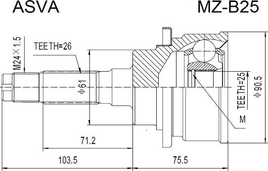 ASVA MZ-B25 - Kit giunti, Semiasse autozon.pro