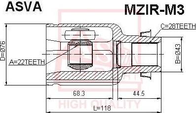 ASVA MZIR-M3 - Kit giunti, Semiasse autozon.pro