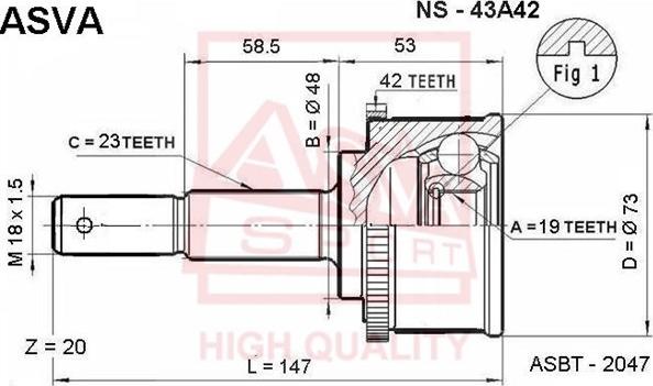 ASVA NS-43A42 - Kit giunti, Semiasse autozon.pro