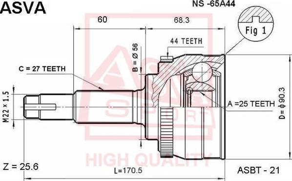 ASVA NS-65A44 - Kit giunti, Semiasse autozon.pro