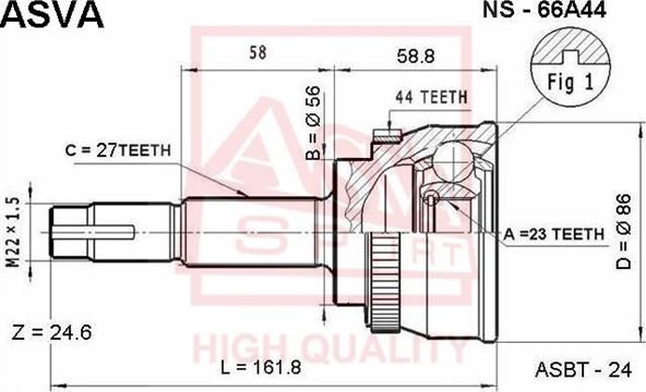 ASVA NS-66A44 - Kit giunti, Semiasse autozon.pro