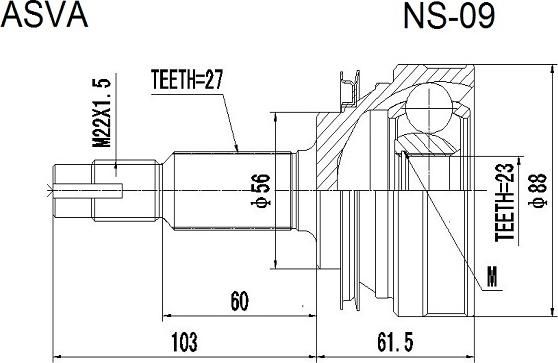 ASVA NS-09 - Kit giunti, Semiasse autozon.pro