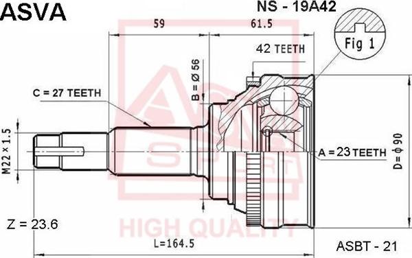 ASVA NS-19A42 - Kit giunti, Semiasse autozon.pro