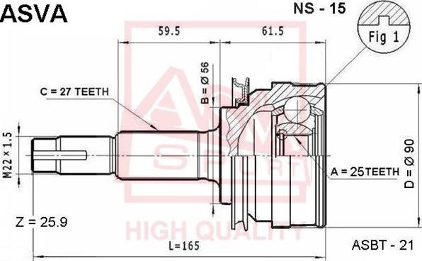 ASVA NS-15 - Kit giunti, Semiasse autozon.pro