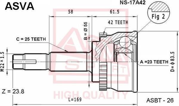 ASVA NS-17A42 - Kit giunti, Semiasse autozon.pro