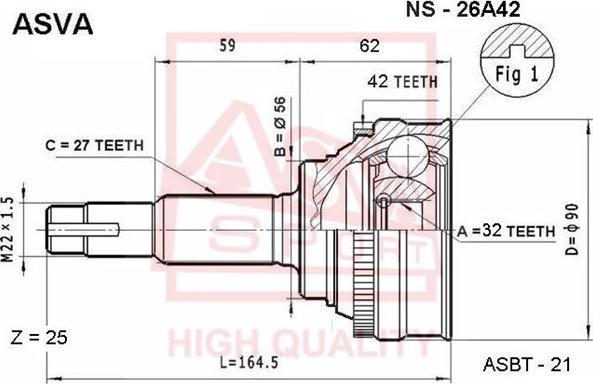 ASVA NS-26A42 - Kit giunti, Semiasse autozon.pro