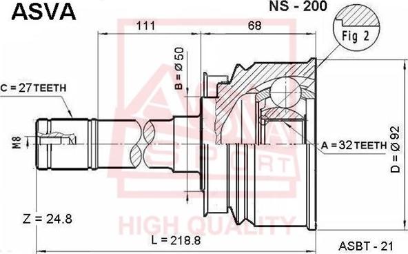 ASVA NS-200 - Kit giunti, Semiasse autozon.pro