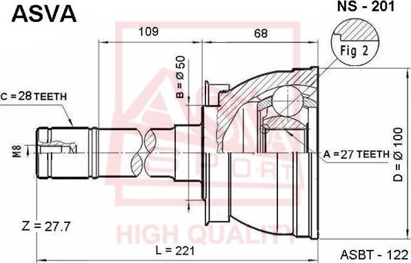 ASVA NS-201 - Kit giunti, Semiasse autozon.pro