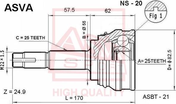 ASVA NS-20 - Kit giunti, Semiasse autozon.pro