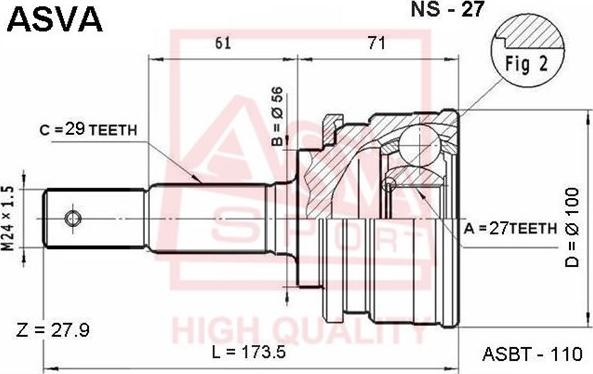 ASVA NS-27 - Kit giunti, Semiasse autozon.pro