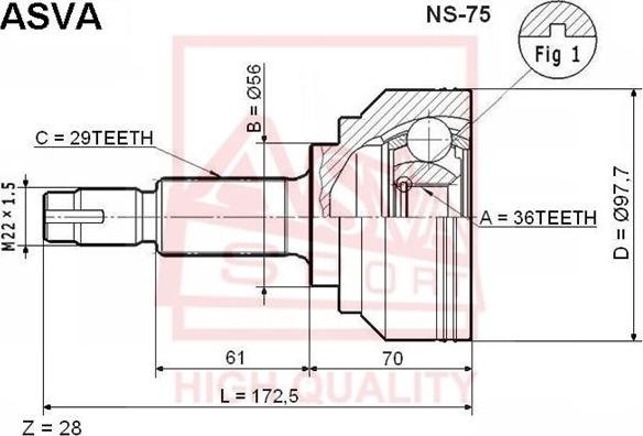 ASVA NS-75 - Kit giunti, Semiasse autozon.pro