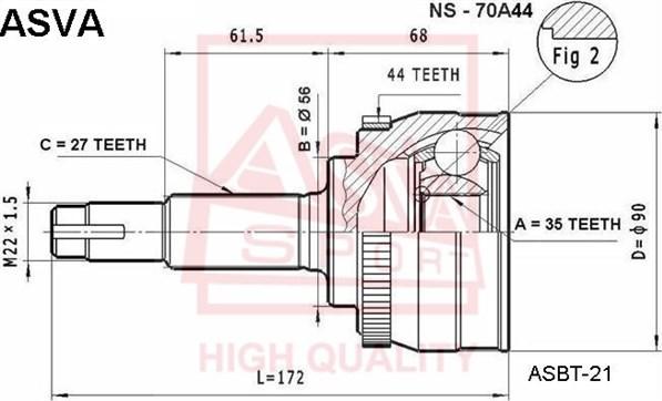 ASVA NS-70A44 - Kit giunti, Semiasse autozon.pro