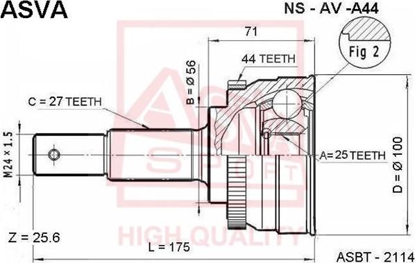 ASVA NS-AV-A44 - Kit giunti, Semiasse autozon.pro