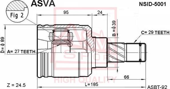 ASVA NSID-5001 - Kit giunti, Semiasse autozon.pro